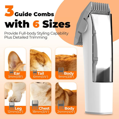 Dog Grooming Vacuum Kit, 12000Pa Pet Hair Vacuum with Clipper | 2L Dust Cup, Low Noise, 5-In-1 Grooming Kit with Clipper & Cleaning Brush for Home Shedding and Trimming, PG1004