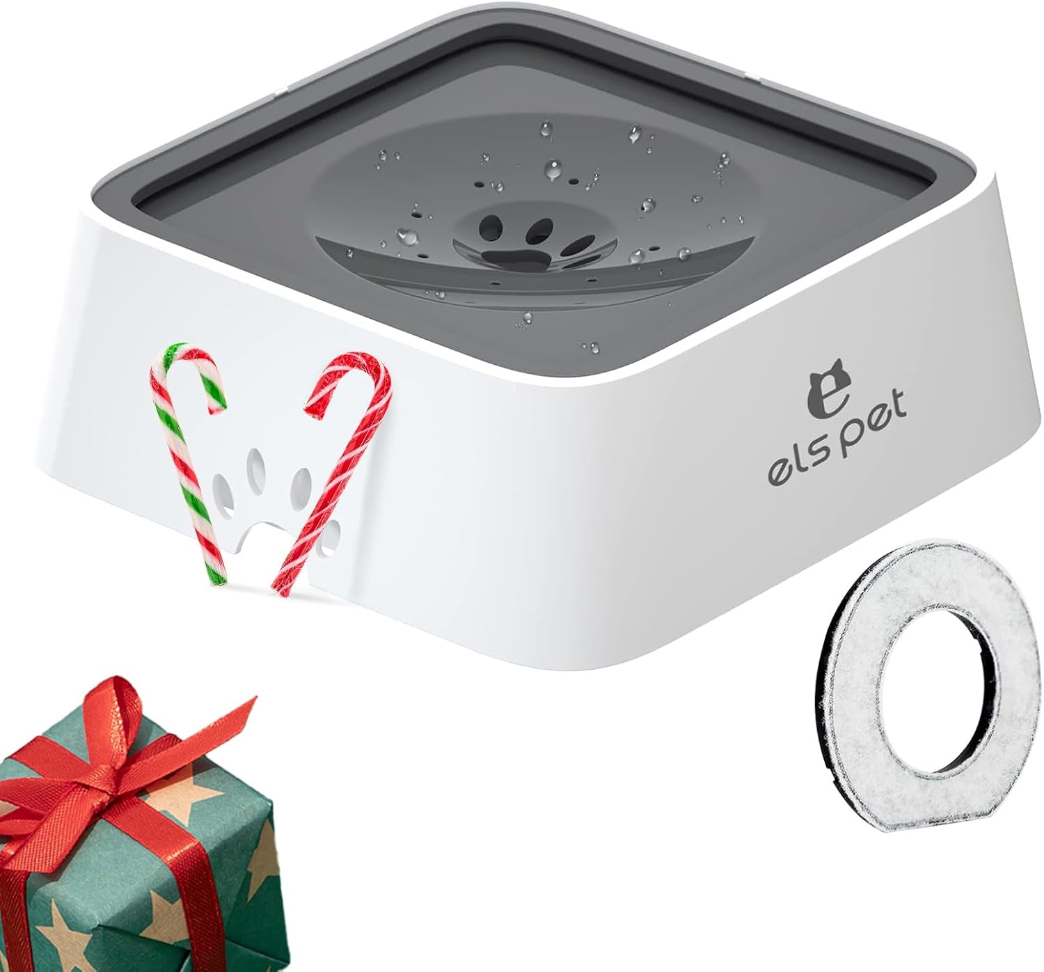 els-pet-grey-70oz-2l-no-spill-dog-cat-bowl-carbon-filter-water-dispenser-70oz-2l-floating-disk-slow-drink-activated-carbon-filter-dual-spill-proof-anti-slip-dishwasher-safe-medium-large-dogs