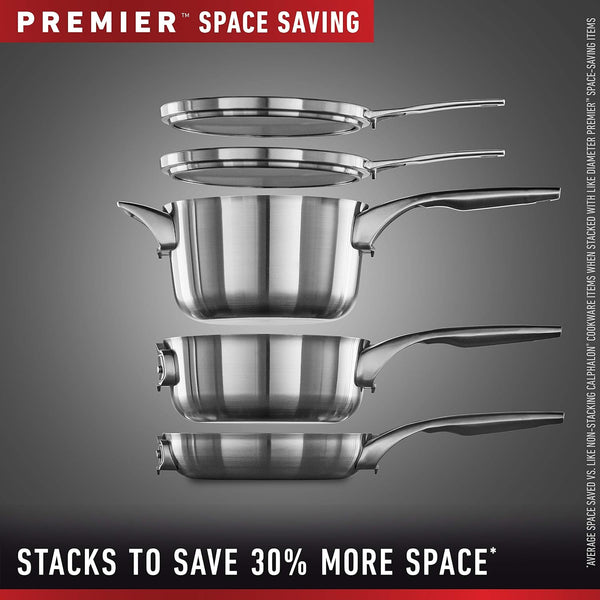 Calphalon Premier Space-Saving Stainless Steel Pots and Pans, 10-Piece Cookware Set | Stackable Space-Saving Pots and Pans Set with Stay Cool Handles and Aluminum Core for Even Cooking3