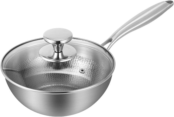 Pure Titanium Wok, Titanium Pans for Cooking, PFAS/PFOA/PTFE Free Cookware,With Lid,8.66In | Multifunctional Ultra-Durable Scratch-Resistant Non Stick Even Heating, Dishwasher&Oven Safe, Kitchen Induction Compatible1