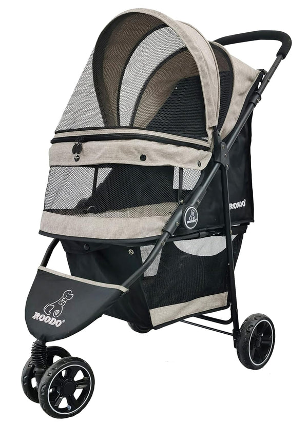 ROODO 3 Wheel Pet Stroller Best Lightweight Foldable Compact Portable Jogger All Terrain Travel Pet Gear Puppy Kitty Stroller for up to 30Lbs Medium Small Dogs and Cats(Green)11