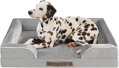Friends Forever Large Dog Bed Couch, Orthopedic Pet Sofa Memory Foam | Dog Couch with Washable Removable Bed Cover, Non-Slip Bottom, Indoor Calming Chairs Mattress, Chester, Pewter Grey Large17