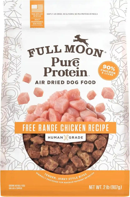 Full Moon® Pure Protein Air Dried Dog Food Free Range Chicken Recipe 1Lb | Human Grade, Protein-Rich, Jerky-Like Texture, Shelf-Stable, 90% Meat10