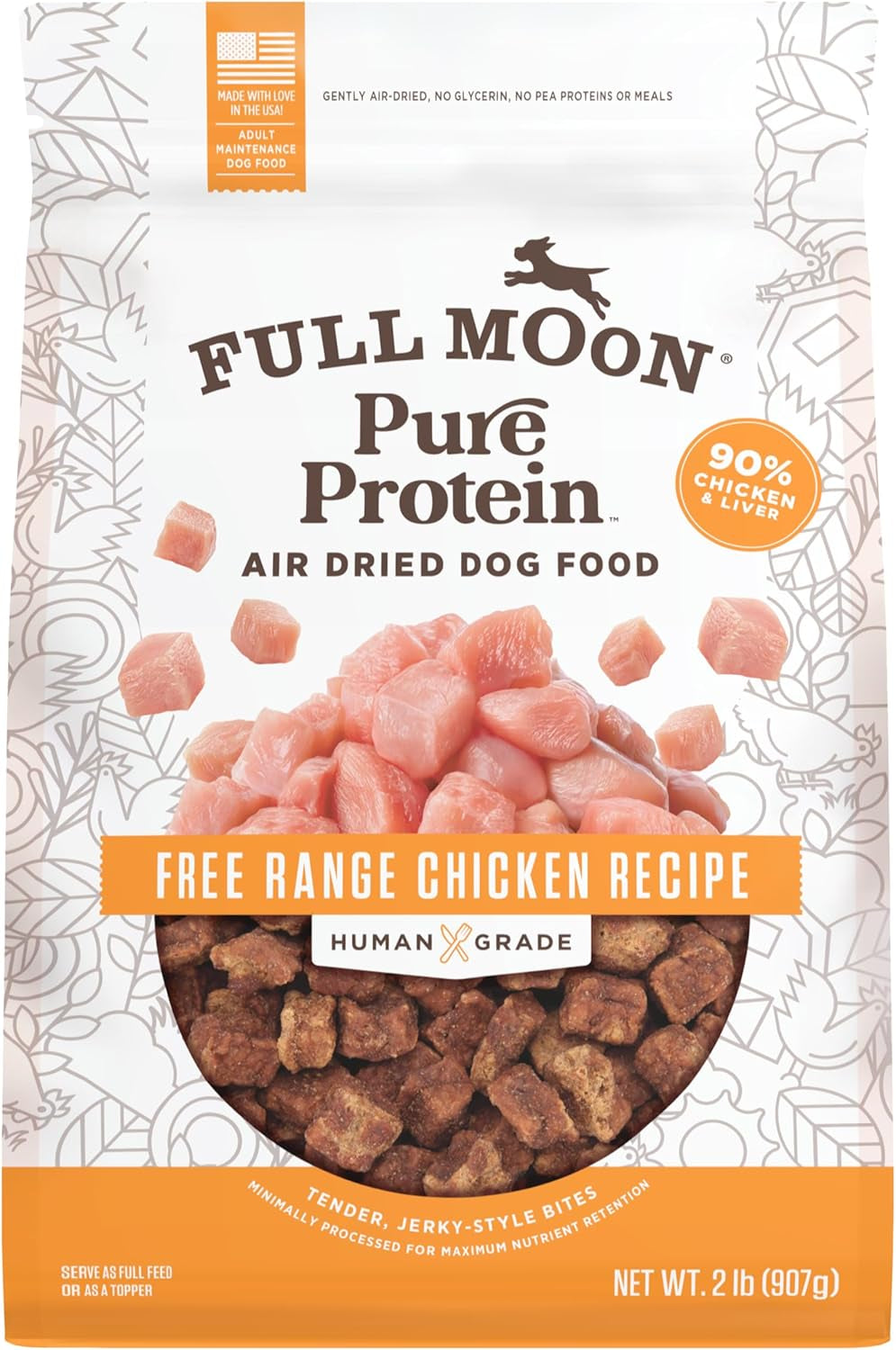 full-moon®-pure-protein-air-dried-dog-food-free-range-chicken-recipe-1lb-human-grade-protein-rich-jerky-like-texture-shelf-stable-90-meat