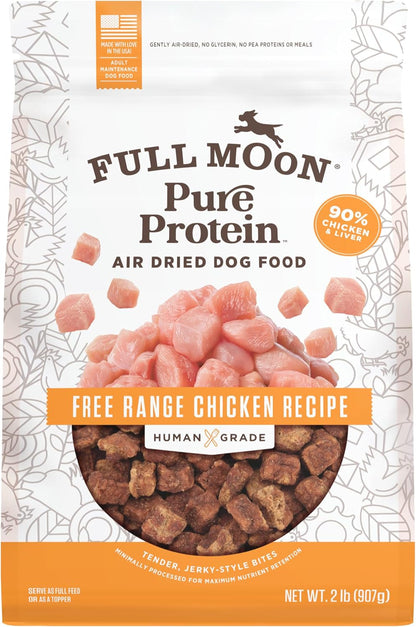 Full Moon® Pure Protein Air Dried Dog Food Free Range Chicken Recipe 1Lb | Human Grade, Protein-Rich, Jerky-Like Texture, Shelf-Stable, 90% Meat10