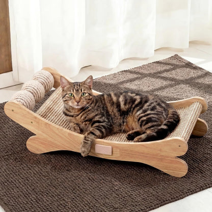 Sisal Cat Scratchers for Indoor Cats - 26.2" Large Cat Scratching Board, Wooden Cat Bed with Scratch Pad, Modern Cat Furniture for Lounging/Sofa Protector1
