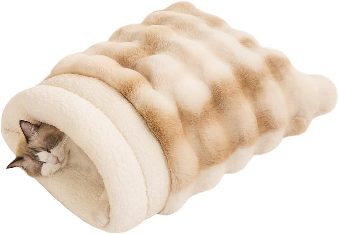 somahe-cat-sleeping-bag-for-indoor-cats-faux-fur-pet-cave-bed-burrow-nest-reversible-plush-snuggle-sack-portable-foldable-mat-machine-washable-anti-static-21-7x17-7grey