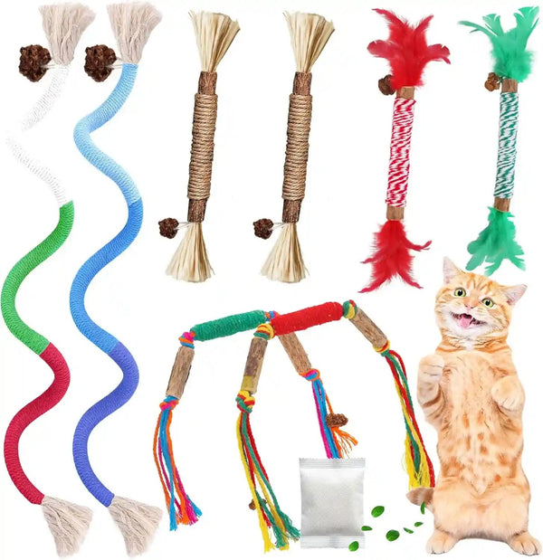 Silvervine Sticks for Cats & Cat Chew Rope Toys for Indoor Cats Dental Care Teeth Cleaning, Kitten & Cat Teething Toys for Health, Cat Chew Stick Suitable for All Breeds of Aggressive Chewers Cat1