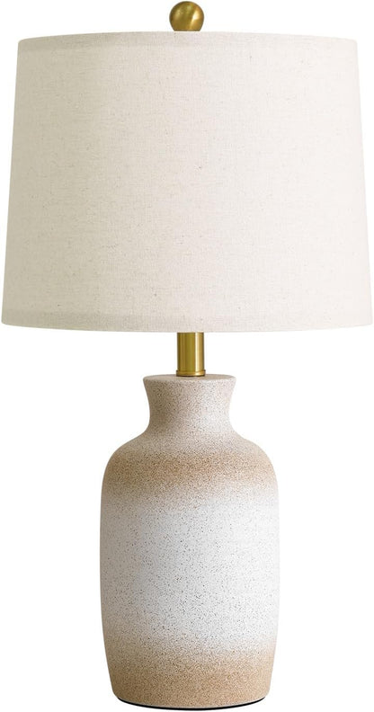 24'' Farmhouse Ceramic Table Lamp with Natural Textured Finish | Bedside Lamps for Bedroom, Rustic & Organic Style, Handmade Craft Jar Design, Ideal Gift & Decor for End Side Table9