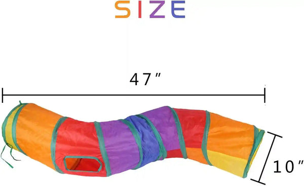 Icagy Cat Tunnel Toys for Indoor Cats Kittens Rabbits, Pet Toy Play Tunnels | Interactive Crinkle Pop up Tunnel Toys, Relieve Cat Boredom, Rainbow 47" Shape S4
