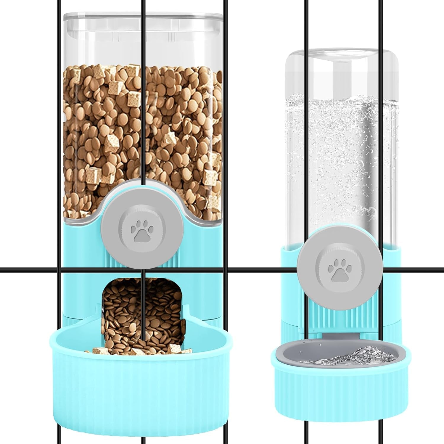 yummy-sam-hanging-cage-automatic-small-pet-food-bowl-water-bottle-dispenser-kennel-500ml-waterer-and-auto-gravity-pet-feeder-set-with-separate-food-bowl-crate-feeder-dish-for-puppy-cats-rabbit-grey