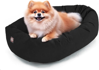 Majestic Pet 32 Inch Suede Calming Dog Bed Washable – Cozy Soft round Dog Bed with Spine Support for Dogs to Rest Their Head - Fluffy Donut Dog Bed 32X23X7 (Inch) - round Pet Bed Medium – Sage11