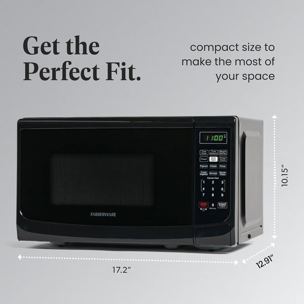 0.7 Cu. Ft. Countertop Microwave Oven – 700 Watts Power, Auto Cook Settings, Defrost, Easy Clean and Child Safety Lock - Black4
