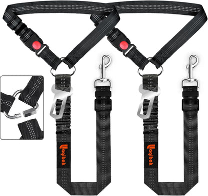 Removable Dog Seat Belt Harness for Car, 3 in 1 Pet Dog Car Seatbelt Leash, Retractable Restraint Secures to Vehicle Headrest & Adjustable Reflective Bungee Dog Seatbelt Tether, Blue and Black | Retractable Headrest-Mounted,Restraint & Adjustable Reflective Bungee Dog Seatbelt Tether,Blue and Black9