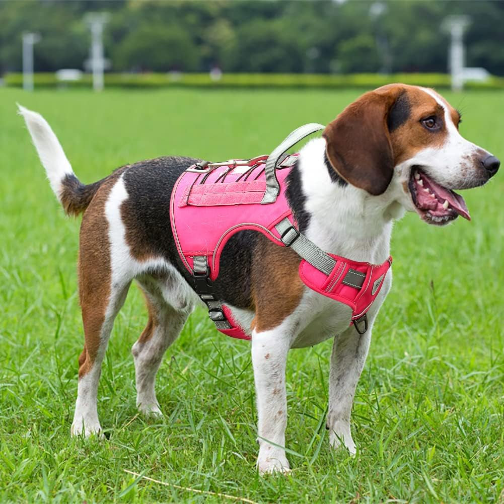 tactical-dog-harness-for-small-medium-large-dogs-no-pull-adjustable-harness-training-easy-control-pet-vest-reflective-working-training-rose-red-mneck-17-26-chest-24-36