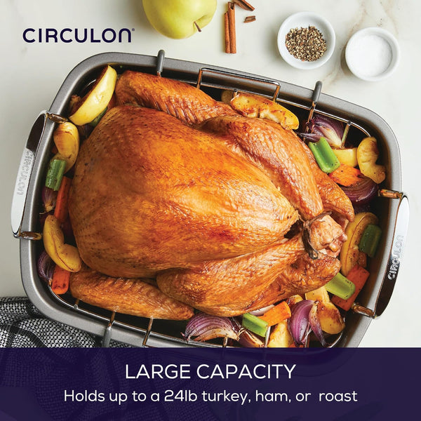 Total Bakeware Nonstick Roaster, Roasting Pan with Rack, 17-Inch X 13-Inch, Gray8