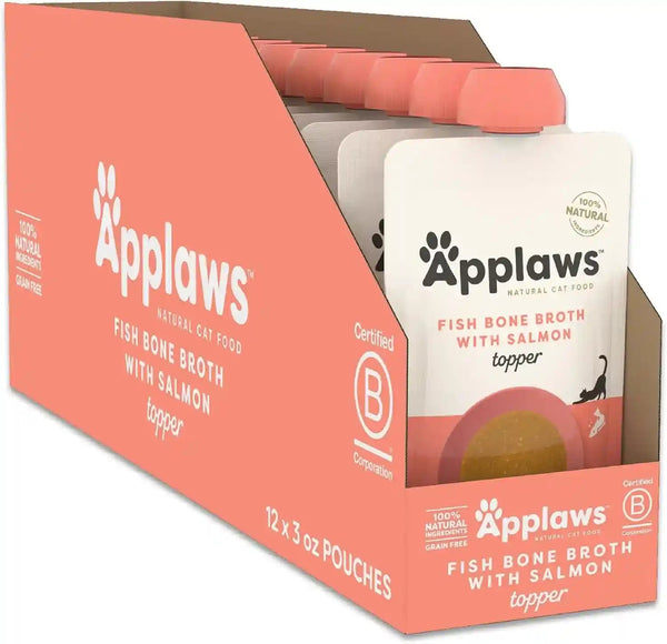 Applaws Fish & Chicken Variety Bone Broth Cat Food Topper 6-Pack 3Oz Pouch | 100% Natural, High Quality Ingredients, High Protein, No Artificial Additives, Limited Ingredients8