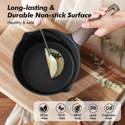 2.0 & 3.0 Quart Sauce Pan Sets with Lid, Cooking Pots Set, Nonstick Saucepan Set with Pour Spout, Small Kitchen Pot, Non Toxic Saucepot, Induction Comptable, Easy to Clean, PFOA Free2
