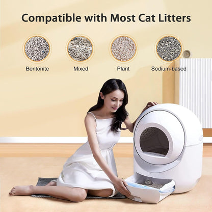 Self Cleaning Cat Litter Box, Automatic Cat Litter Box with APP Control Odor Removal Safety Protection for Multiple Cats, with Garbage Bags6