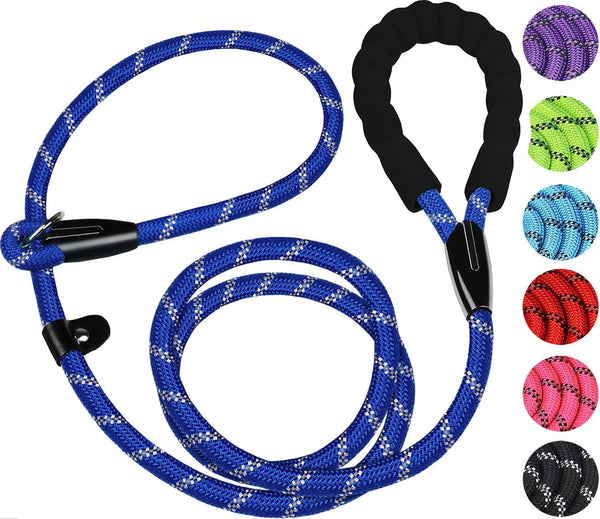 Dog Leash, 6 FT Heavy Duty Dog Leashes, Durable Premium Quality Strong Rope Slip Leash with Comfortable Padded Handle and Highly Reflective Threads for Small Medium and Large Dogs. (Black)10