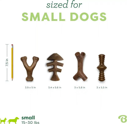 Benebone Small 4-Pack Dog Toys for Aggressive Chewers – under 30 Lbs4