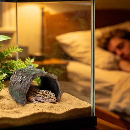 Mygeromon Reptile Hides Leopard Gecko Hideout Resin Caves Tank Accessories | 2 Pcs2