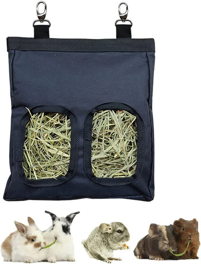 RIOUSSI Guinea Pig Hay Feeder, Hanging Rabbit Hay Feeder Bag. Blueflower | Upgraded Double Layer Fabric | Bite Resistant | Cleaner Hay & Less Mess | Small Animal Hay Holder for Bunnies & Chinchillas23