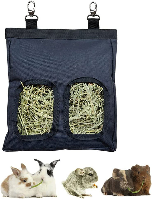 RIOUSSI Guinea Pig Hay Feeder, Hanging Rabbit Hay Feeder Bag. Blueflower | Upgraded Double Layer Fabric | Bite Resistant | Cleaner Hay & Less Mess | Small Animal Hay Holder for Bunnies & Chinchillas23