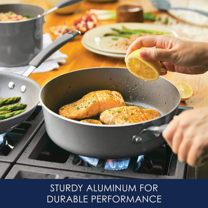 Cucina Nonstick Cookware, Sea Salt Gray Pots and Pans Set, 12-Piece3