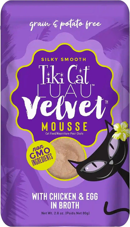 Tiki Cat Velvet Mousse, Protein Blend in Broth Variety Pack, Complete Nutrition for Balanced Diet, Wet Cat Food for All Life Stages, 2.8 Oz. Pouch (Pack of 12)13