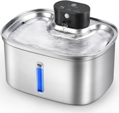5L/169Oz Automatic Stainless Steel Pet Water Fountain for Cats & Dogs, Cordless Cat Dog Drinking Fountain with 5000Mah Rechargeable Battery, Ultra-Quiet Pump & 3 Smart Modes1