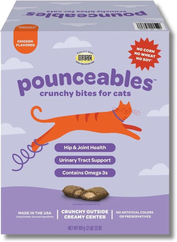 Crunchy Cat Treats, Chicken Flavor, Hip and Joint Health, Urinary Tract Support, Large 32Oz Box | Premium Crunchy Texture, Glucosamine MSM Omega-3 Cranberry Extract, No Corn Wheat Soy Artificial Colors Preservatives1