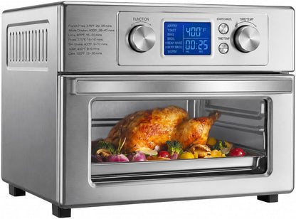 Air Fryer Toaster Oven Combo, 23QT Toaster Ovens Countertop, 180–450°F Adjustable Temp, 60-Min Auto-Off Timer, 4-In-1 Air Fry, Toast, Broil & Bake, Stainless Steel, Accessories Included1