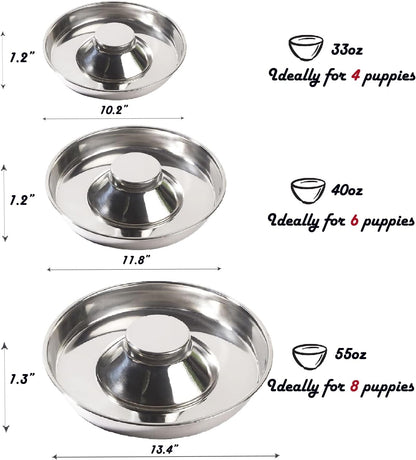 Puppy Dog Bowl, Stainless Steel Multiple Puppies Feeder, Dogs Basic Food and Water Bowls Weaning Dish for Small, Medium and Large Dogs Pets3