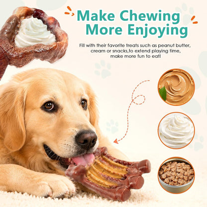 Fuufome Dog Chew Toys for Aggressive Chewers & Large Dogs Tough Nylon Bone | Indestructible Hard, Power Chewing, Teeth Cleaning Textures to Keep Them Busy, 2 Pack Steak & Ribs Toy for 20–100 Lbs Dogs6