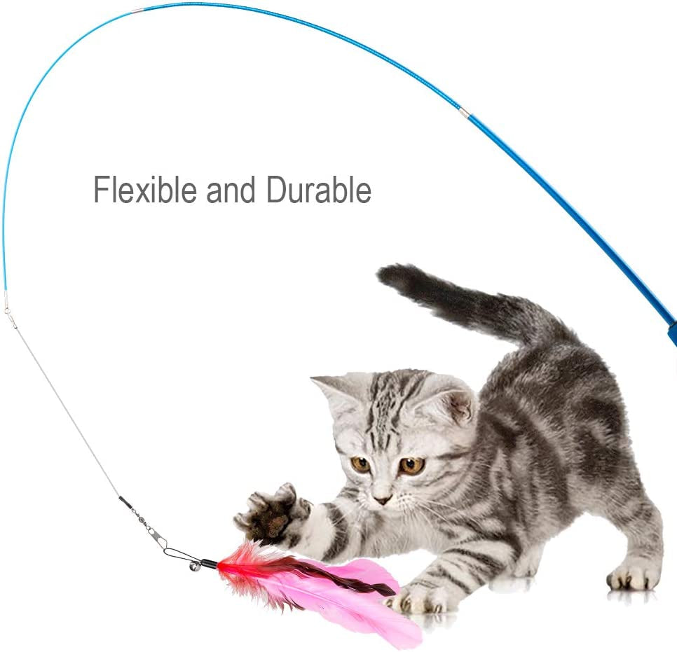 jiaron-cat-toys-interactive-feather-toy-2pcs-retractable-wand-and-10pcs-replacement-teaser-with-bell-refills-interactive-catcher-and-funny-exercise-for-kitten