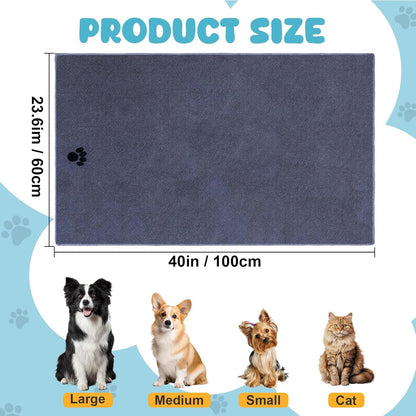 WOUSEDO Microfiber Dog Towels for Drying Dogs 2 Pack, 40'' X 23.6'' | Super Absorbent and Soft Pet Grooming Towel, Perfect Shower & Bath Supplies for Dogs(Grey)2
