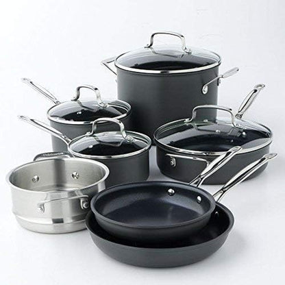 11-Piece Cookware Set, Black, Chef'S Classic Nonstick Hard Anodized, 66-113
