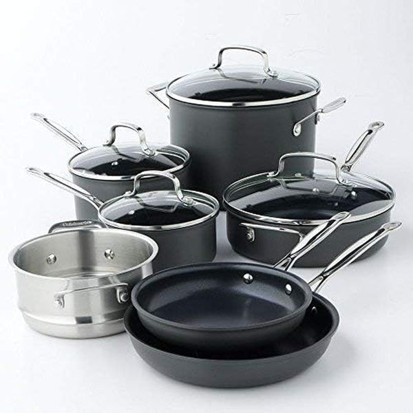 11-Piece Cookware Set, Black, Chef'S Classic Nonstick Hard Anodized, 66-113