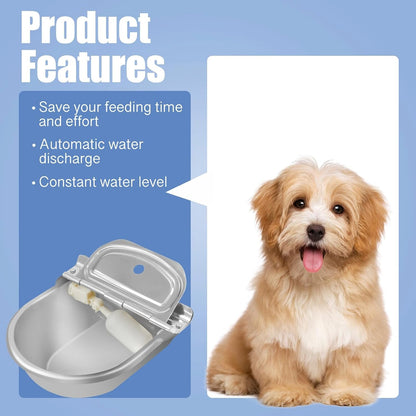 Automatic Water Dispenser for Dog, Stainless Steel Dog Water Bowl Dispenser with 2 Float Valves4