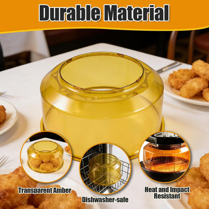 Upgrade Amber Power Dome Replacement for Nuwave Oven, Plastic Hood Cover for Nuwave Oven Pro Plus, Lightweight Transparent Construction, Impact and Heat Resistant Replacement Dome6