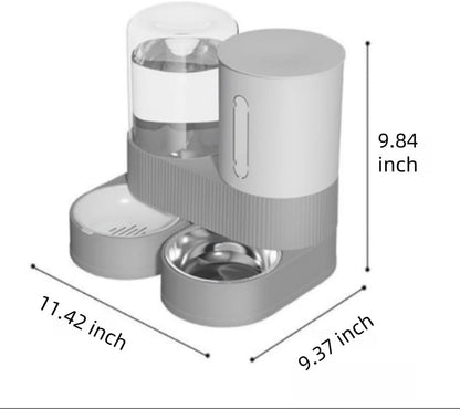 Gravity Cat Feeder and Water Dispenser, 2 in 1 Automatic Cat Feeder with 180 Degree Rotatable, 2 Pack Large Capacity Self Feeding for Small Medium Dog Puppy Kitten, Black, 0.8 Gallon X 26