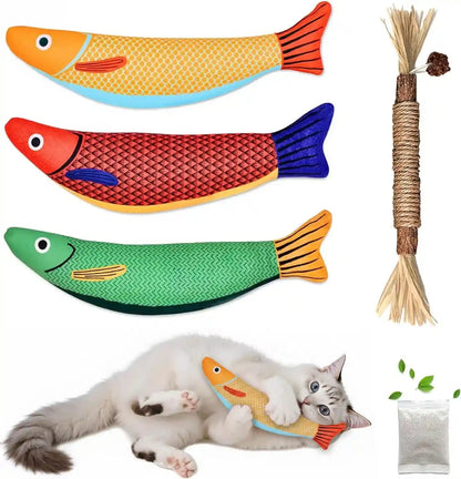 Catnip Toys Saury Fish, Cat & Kitten Chew Kicker Interactive Crinkle Toys for Bored Indoor Adult Cats & Kitten, Cat Gifts Teething Toys Soft and Durable for All Breeds1