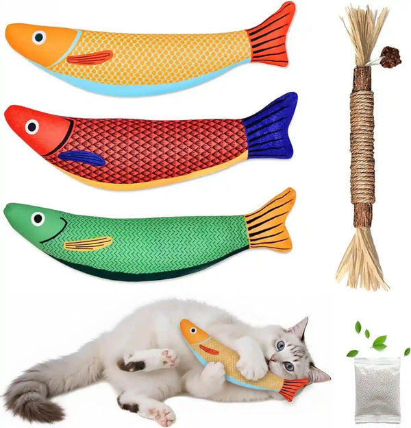 Catnip Toys Saury Fish, Cat & Kitten Chew Kicker Interactive Crinkle Toys for Bored Indoor Adult Cats & Kitten, Cat Gifts Teething Toys Soft and Durable for All Breeds1