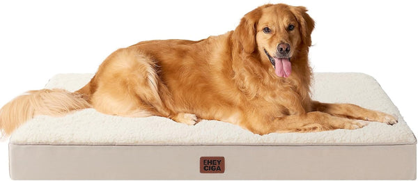 EHEYCIGA Orthopedic Dog Bed Large with Removable Washable Cover,Grey,41X27 | Egg Crate Foam Support,Durable Oxford Fabric,Non-Slip Bottom,Machine Washable,Soft Waterproof Plush Pet Bed Mat for Crate74