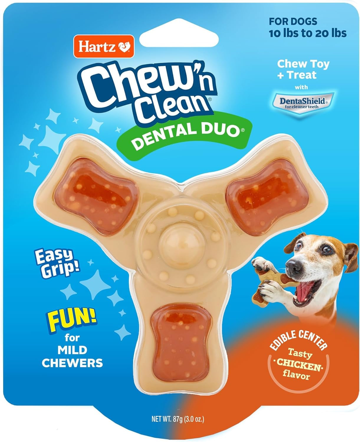 hartz-chew-n-clean-chew-toy-and-treat-in-one-chicken-flavored-tri-point-dog-toy-small