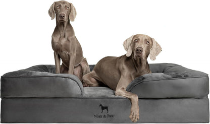 NOAH & PAW Large Dog Bed, 35X25X11 Inch, Orthopedic Dog Beds, Eggshell Memory Foam Infused with Cooling Gel, Inner Cover, Water Resistant, Machine Washable (Faux Leather)33