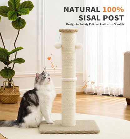 Made4Pets Tall Cat Scratching Post, 23.6" Natural Sisal Cat Scratcher with Hanging Balls, Heavy Duty and Thicker Scratching Post for Indoor Cats Adults, Sturdy Base Cat Scratch Post, Beige6