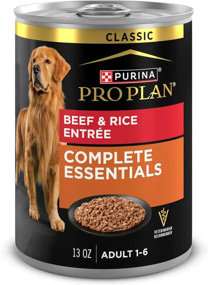 Purina Pro Plan Complete Essentials Wet Dog Food Chicken and Rice Entree and Beef and Rice Entree Variety Pack - (Pack of 12) 13 Oz. Cans10