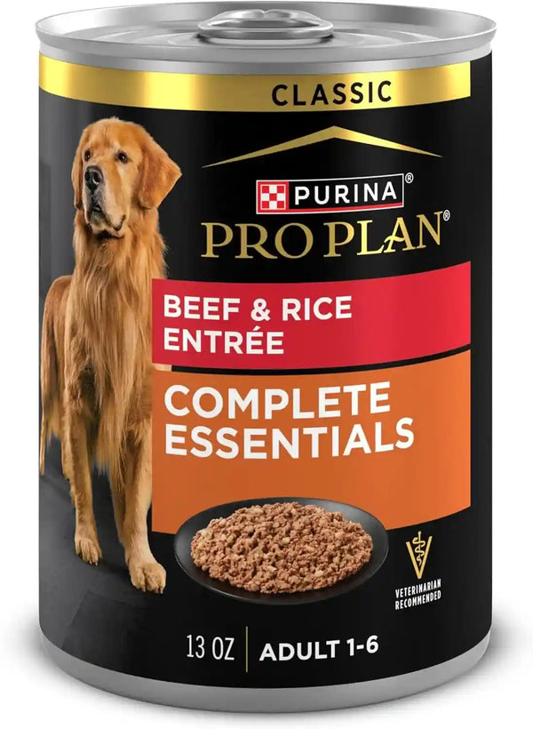 Purina Pro Plan Complete Essentials Wet Dog Food Chicken and Rice Entree and Beef and Rice Entree Variety Pack - (Pack of 12) 13 Oz. Cans10